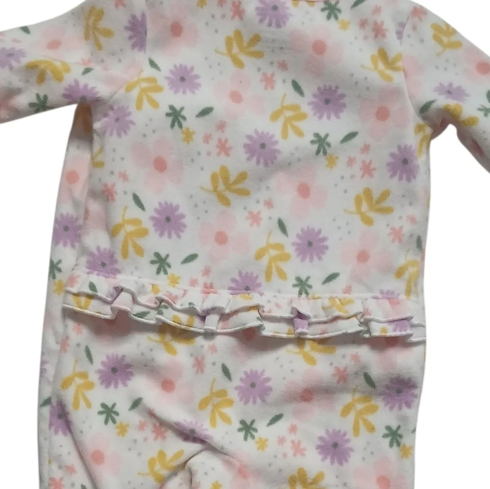 Simple Joys Carter's Girl’s Floral Pink Purple Footies Fleece Sleeper Sz 3-6 M